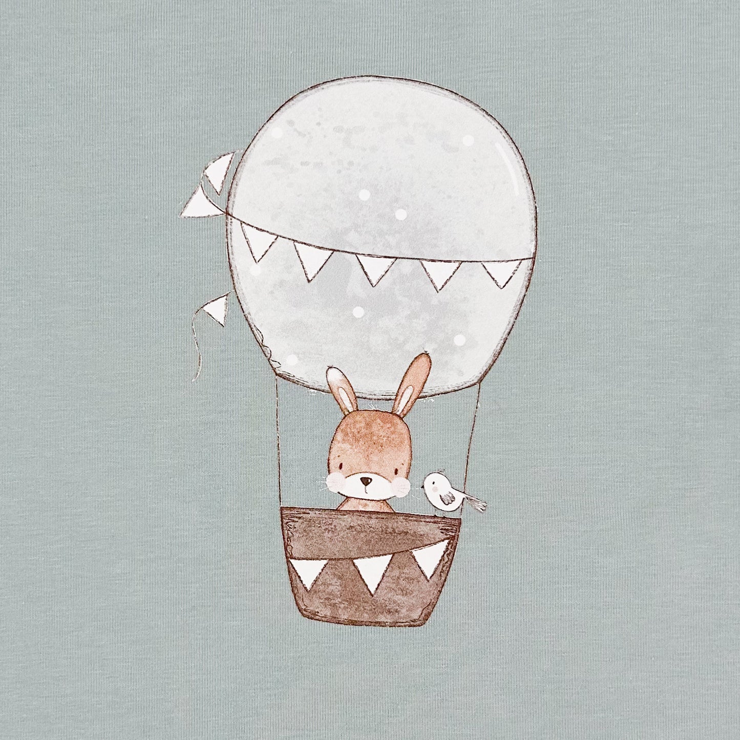 Himmelsreise – Kinder T-Shirt mit Heißluftballon-Hasenmotiv