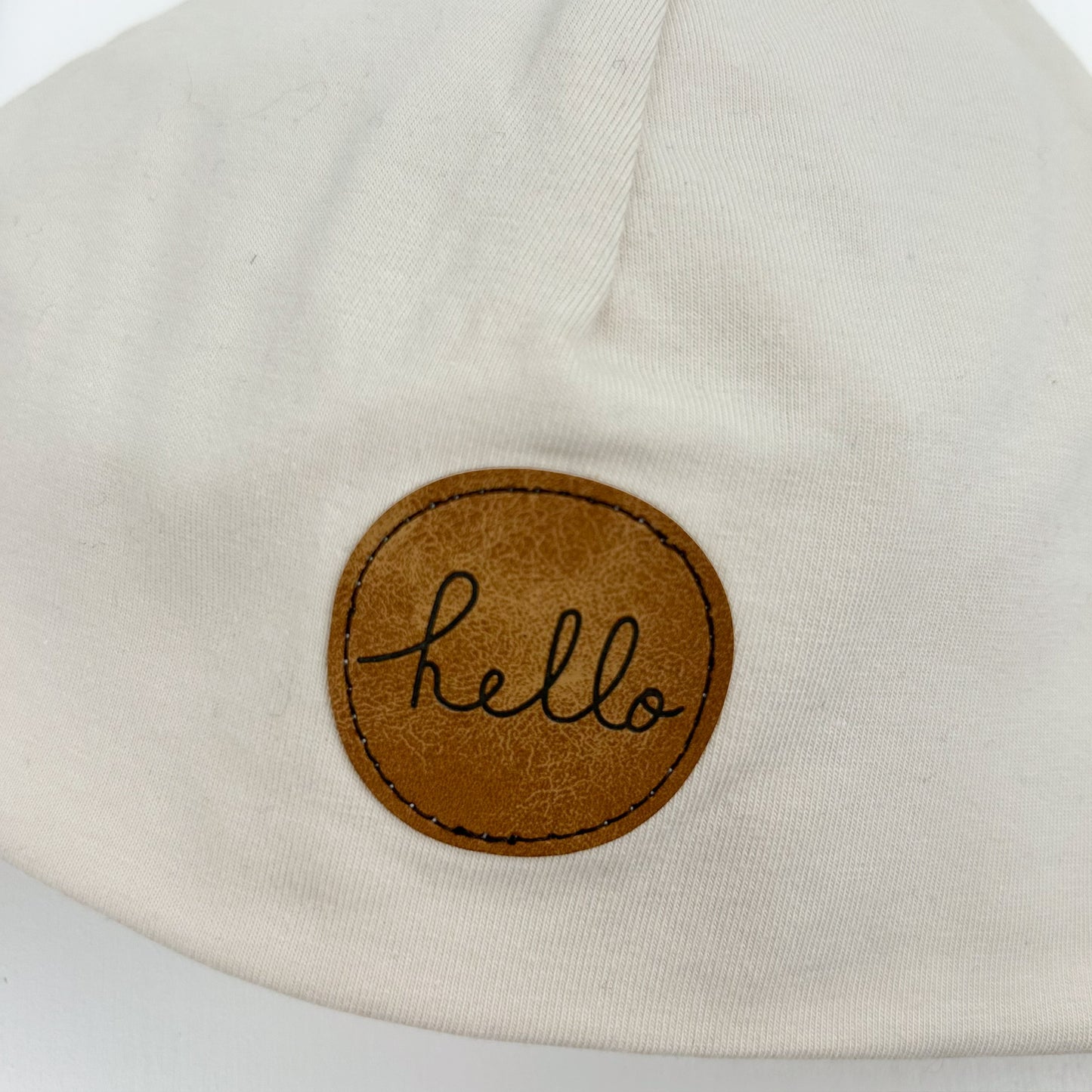 Beanie Mütze aus Jersey creme - Mit Label HELLO