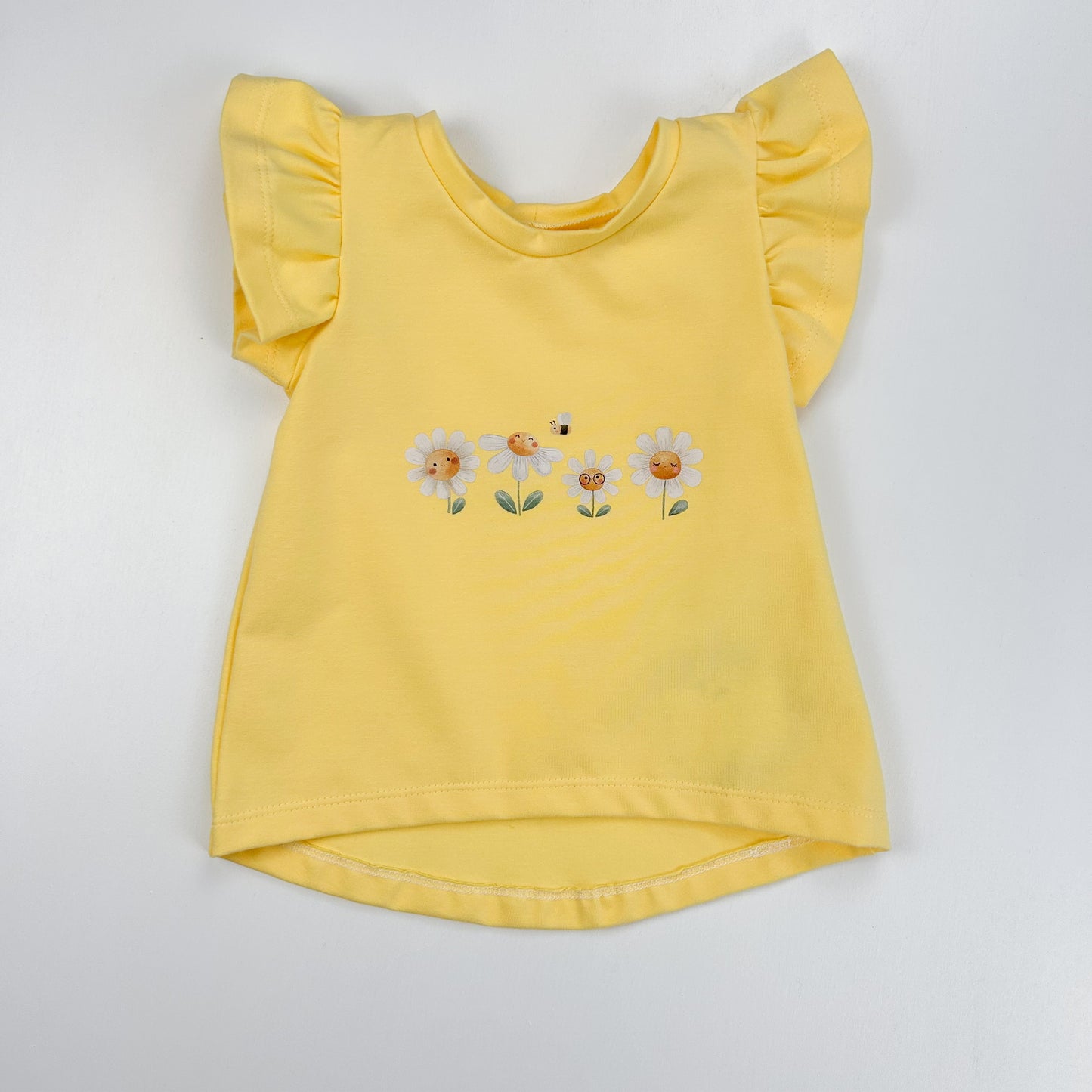 Sonnenschein – Rüschen-Shirt in zartem Gelb