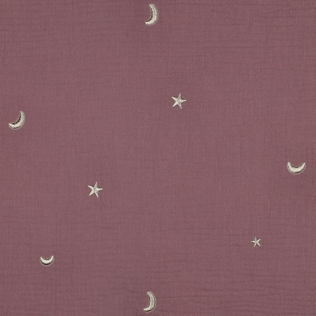 Mond & Sterne – Kuschelige Musselin-Decke in Alt Lila