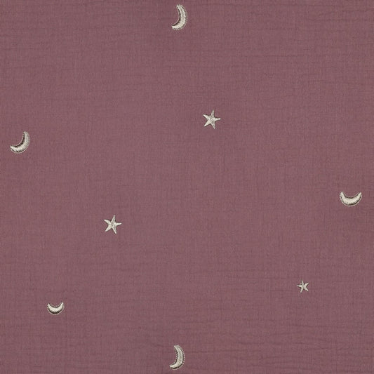 Mond & Sterne – Kuschelige Musselin-Decke in Alt Lila
