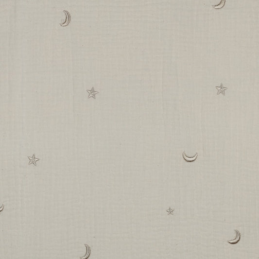 Mond & Sterne – Kuschelige Musselin-Decke in Natur